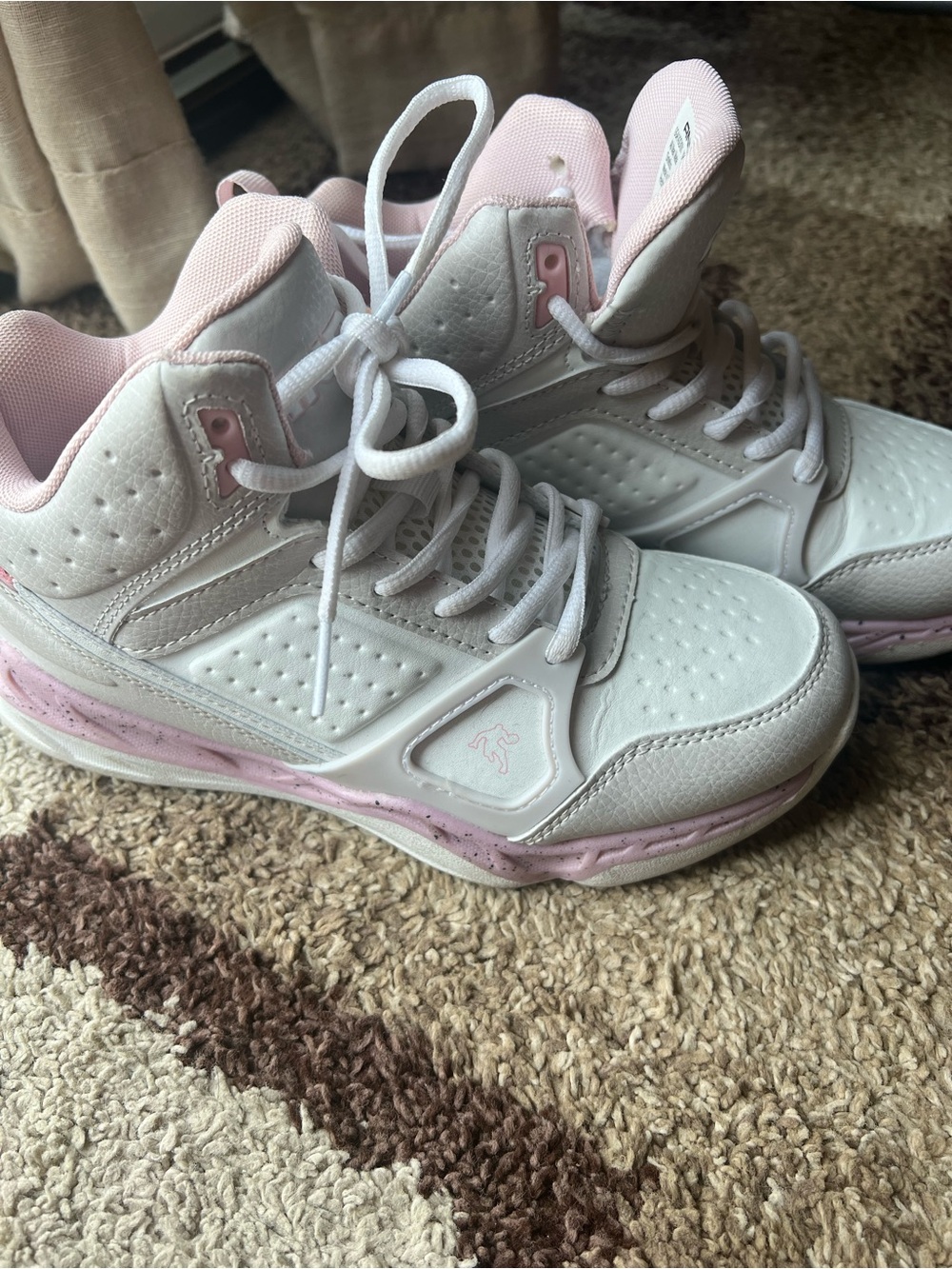 White and Light Pink High-Top Sneakers - AND1